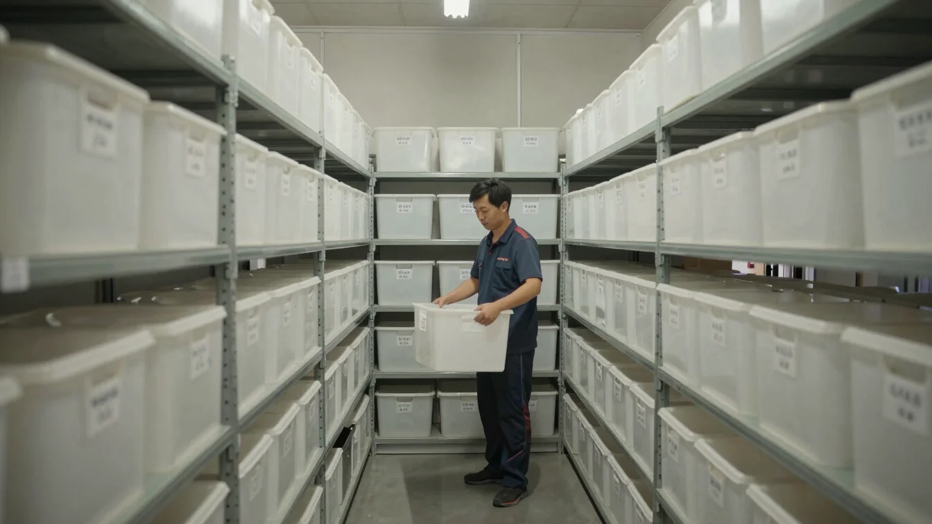 Documentary photograph of a neatly organized small storage sectio