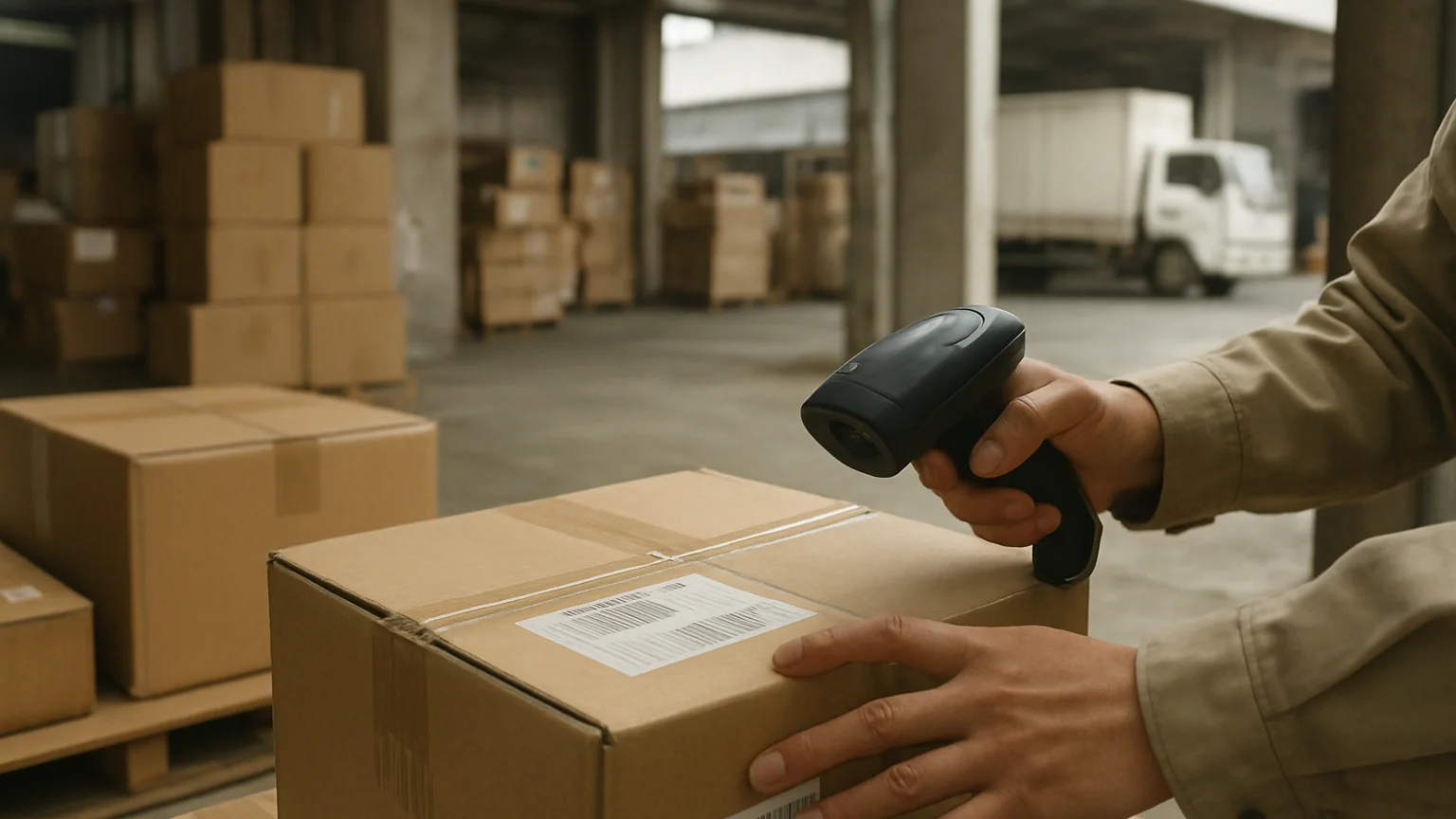 Close documentary photograph of hands inspecting and scanning inc